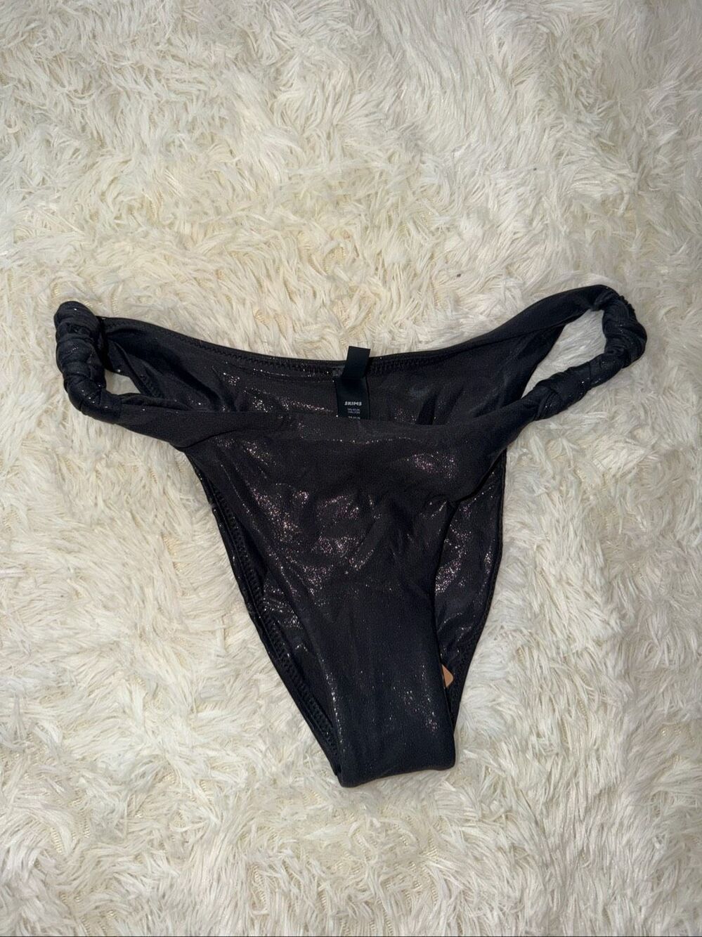 SKIMS liquid shine swim knotted bikini bottom color onyx size S